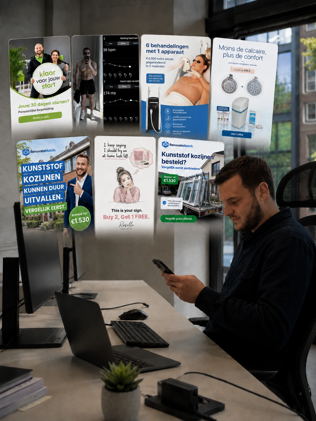 Voorbeelden van AI advertenties ontwikkeld door Marketing By Bulls